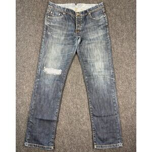 GXG Mens Straight Leg Distressed Blue Denim Jeans XXXL 190/92A Button Fly‎